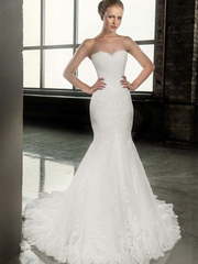 Свадебное платье Amina. Силуэт Рыбка. Цвет Белый / Молочный. Вид 1