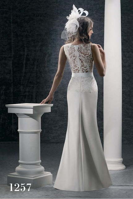 Свадебное платье 1257. Силуэт Рыбка, Прямое. Цвет Белый / Молочный. Вид 2