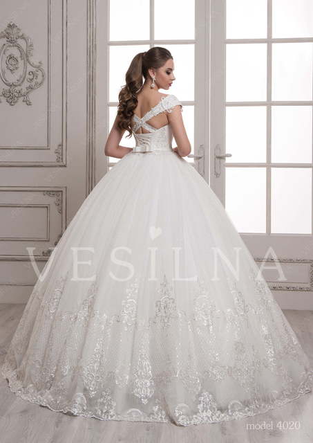 Свадебное платье 4020. Силуэт Пышное. Цвет Белый / Молочный. Вид 2