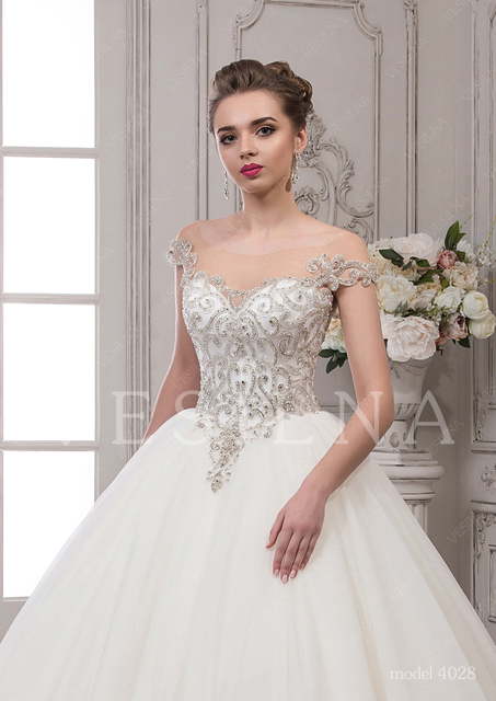 Свадебное платье 4028. Силуэт Пышное. Цвет Айвори / Капучино, Белый / Молочный. Вид 3