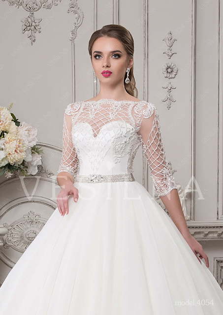 Свадебное платье 4054. Силуэт Пышное. Цвет Белый / Молочный. Вид 2