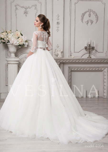 Свадебное платье 4054. Силуэт Пышное. Цвет Белый / Молочный. Вид 3