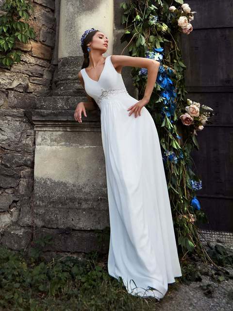 Свадебное платье Лата. Силуэт Прямое, Греческий. Цвет Белый / Молочный. Вид 1