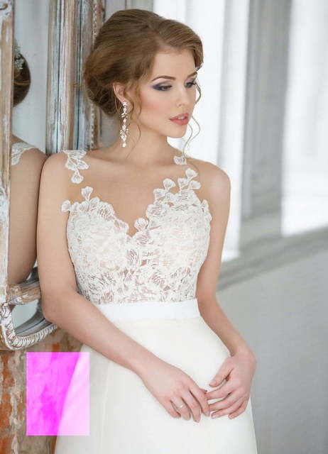 Свадебное платье Monika. Силуэт Прямое. Цвет Айвори / Капучино, Белый / Молочный. Вид 3