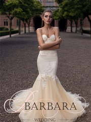 Свадебное платье 10 B12. Силуэт Рыбка. Цвет Белый / Молочный, Айвори / Капучино, Персик / Оранжевый. Вид 1