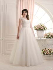 Свадебное платье S 174. Силуэт Пышное, Прямое. Цвет Белый / Молочный, Айвори / Капучино. Вид 1