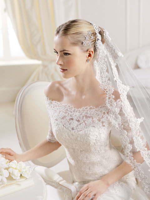 Свадебное платье Ilona. Силуэт Рыбка. Цвет Айвори / Капучино, Белый / Молочный. Вид 3