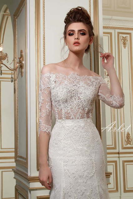 Свадебное платье Arlet. Силуэт Рыбка, Прямое. Цвет Белый / Молочный. Вид 2