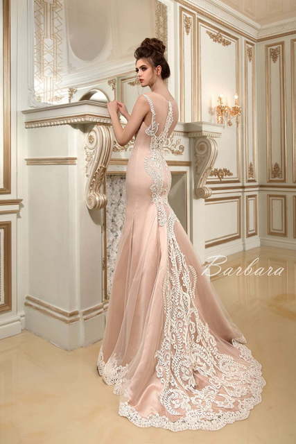 Свадебное платье Barbara. Силуэт Рыбка. Цвет Айвори / Капучино, оттенки Розового. Вид 2