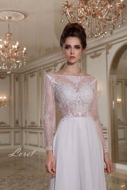 Свадебное платье Loret. Силуэт Прямое. Цвет Белый / Молочный. Вид 3