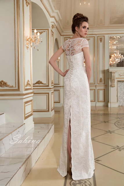 Свадебное платье Sabina. Силуэт Рыбка, Прямое. Цвет Айвори / Капучино, Белый / Молочный. Вид 2