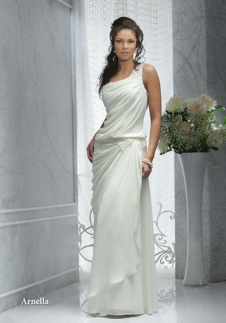 Свадебное платье Arnella. Силуэт Прямое, Греческий. Цвет Белый / Молочный. Вид 1