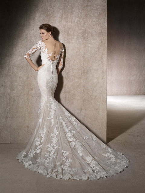 Свадебное платье Maite. Силуэт Рыбка. Цвет Айвори / Капучино, Белый / Молочный. Вид 2