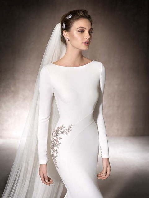 Свадебное платье Manon. Силуэт Рыбка, Прямое. Цвет Белый / Молочный. Вид 3