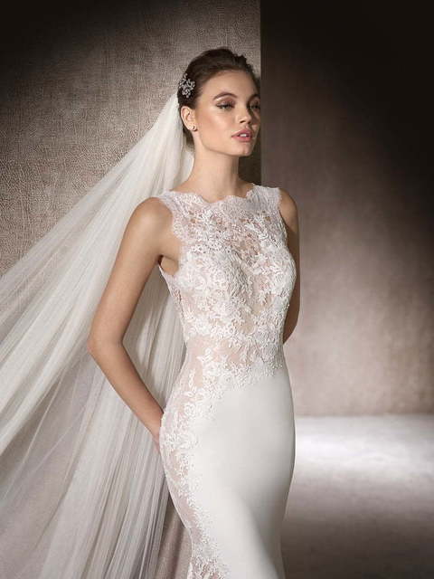 Свадебное платье Montse. Силуэт Рыбка. Цвет Белый / Молочный. Вид 3