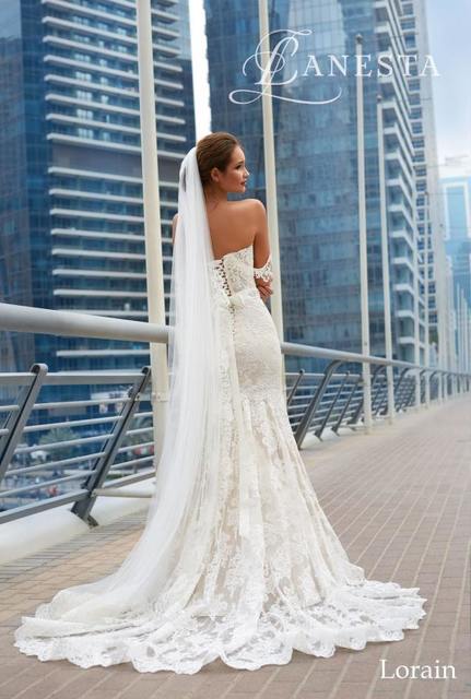 Свадебное платье Lorian. Силуэт Рыбка. Цвет Айвори / Капучино, Белый / Молочный. Вид 2