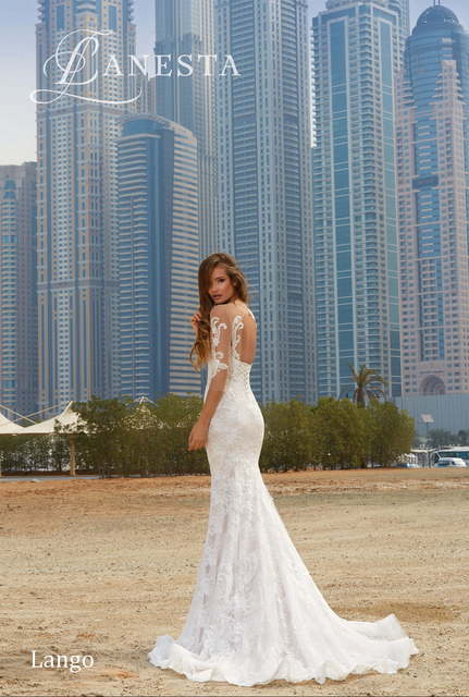 Свадебное платье Lango. Силуэт Рыбка. Цвет Айвори / Капучино, Белый / Молочный. Вид 2