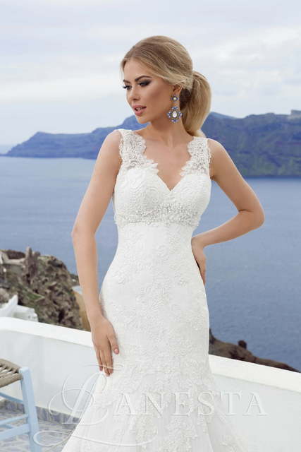 Свадебное платье Silvija. Силуэт Рыбка. Цвет Белый / Молочный. Вид 3