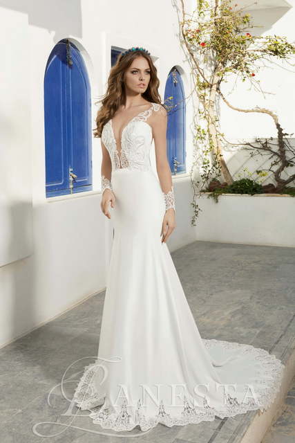 Свадебное платье Mirabel. Силуэт Прямое. Цвет Белый / Молочный. Вид 3