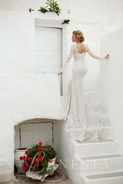 Свадебное платье Anabel. Силуэт Рыбка. Цвет Айвори / Капучино, Белый / Молочный. Вид 2