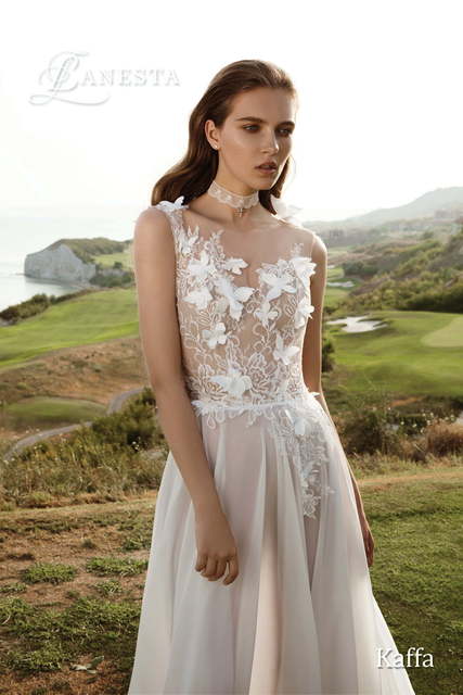 Свадебное платье Kaffa. Силуэт Рыбка. Цвет Айвори / Капучино, Белый / Молочный. Вид 3