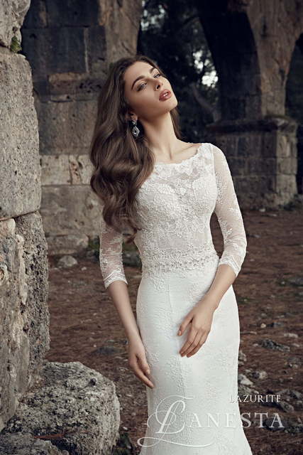 Свадебное платье Lazurite. Силуэт Рыбка. Цвет Белый / Молочный. Вид 3