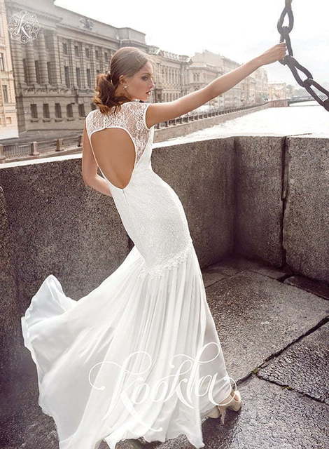 Свадебное платье Etel. Силуэт Рыбка, Прямое. Цвет Белый / Молочный. Вид 2