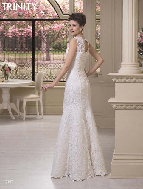 Свадебное платье 0307. Силуэт Рыбка, Прямое. Цвет Белый / Молочный. Вид 2