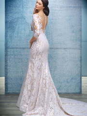 Свадебное платье Pherkad. Силуэт Прямое, Рыбка. Цвет Белый / Молочный, Айвори / Капучино, Персик / Оранжевый, оттенки Розового. Вид 2