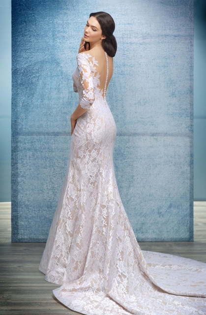 Свадебное платье Pherkad. Силуэт Рыбка, Прямое. Цвет Айвори / Капучино, Белый / Молочный, Персик / Оранжевый, оттенки Розового. Вид 2