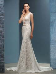 Свадебное платье Gemma. Силуэт Прямое, Рыбка. Цвет Белый / Молочный, Айвори / Капучино. Вид 1