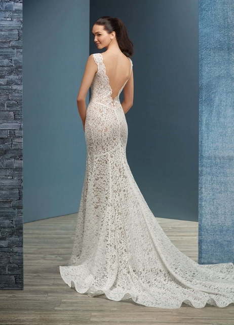 Свадебное платье Gemma. Силуэт Рыбка, Прямое. Цвет Айвори / Капучино, Белый / Молочный. Вид 2