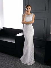 Свадебное платье 99 MS02. Силуэт Прямое, Рыбка. Цвет Белый / Молочный. Вид 1