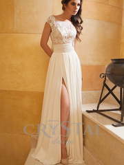 Свадебное платье Madonna. Силуэт Прямое. Цвет Айвори / Капучино. Вид 1