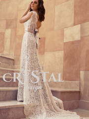 Свадебное платье Esmeralda. Силуэт Прямое. Цвет Айвори / Капучино. Вид 1