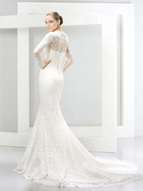 Свадебное платье 5088. Силуэт Рыбка. Цвет Белый / Молочный. Вид 2