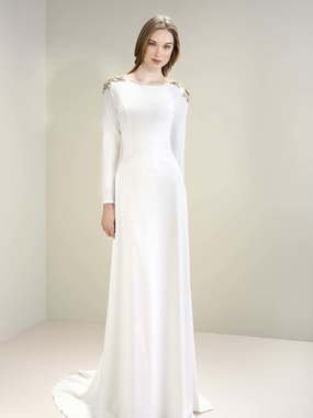 Свадебное платье 7029. Силуэт Прямое. Цвет Белый / Молочный. Вид 1