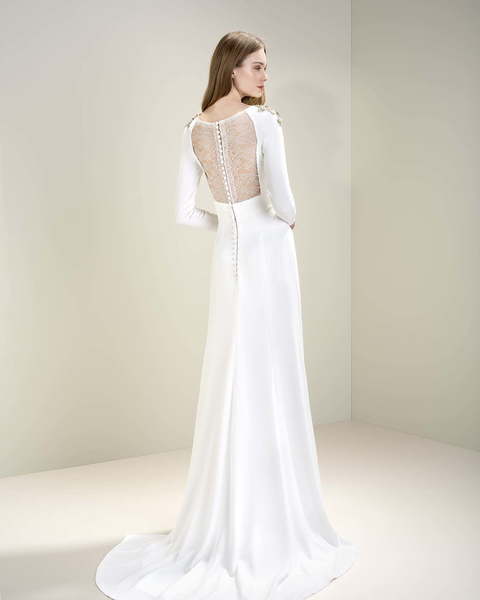 Свадебное платье 7029. Силуэт Прямое. Цвет Белый / Молочный. Вид 2