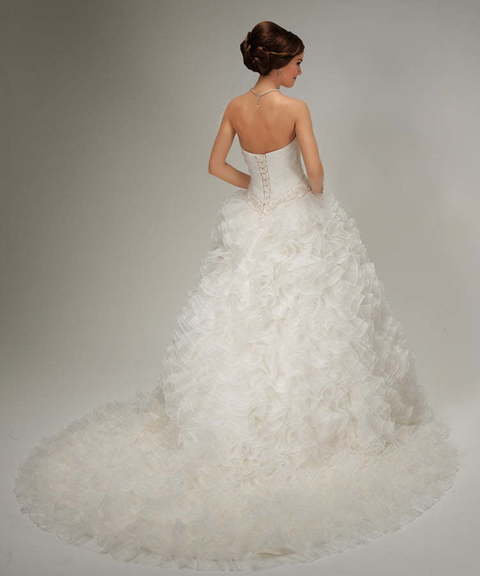 Свадебное платье 70240. Силуэт Пышное. Цвет Белый / Молочный. Вид 2