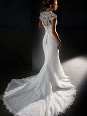 Свадебное платье 14211. Силуэт Рыбка. Цвет Белый / Молочный. Вид 2
