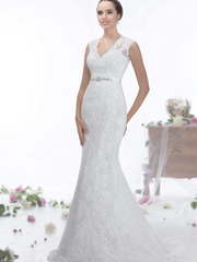 Свадебное платье Avrelia. Силуэт Рыбка. Цвет Белый / Молочный. Вид 1