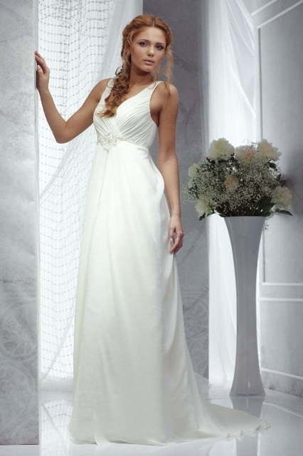 Свадебное платье Kalabria. Силуэт Прямое, Греческий. Цвет Белый / Молочный. Вид 1