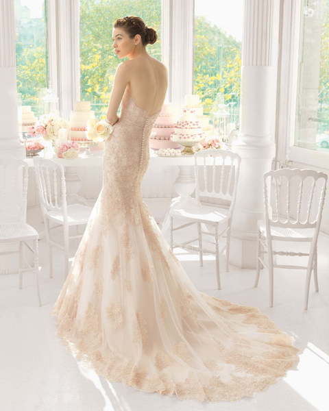 Свадебное платье Amelie. Силуэт Рыбка. Цвет Айвори / Капучино, оттенки Розового. Вид 2