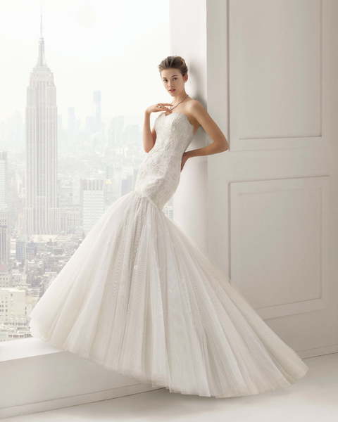 Свадебное платье Sabor. Силуэт Рыбка. Цвет Айвори / Капучино, Белый / Молочный. Вид 3