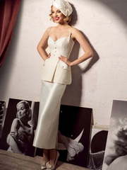 Свадебное платье Деуза. Силуэт Прямое. Цвет Белый / Молочный, Айвори / Капучино. Вид 1