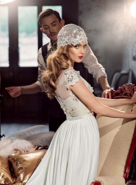 Свадебное платье Дафера. Силуэт Прямое. Цвет Айвори / Капучино, Белый / Молочный. Вид 2