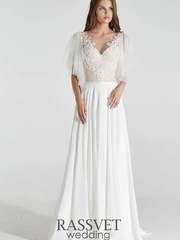 Свадебное платье Урсула. Силуэт Прямое. Цвет Белый / Молочный, Айвори / Капучино. Вид 1