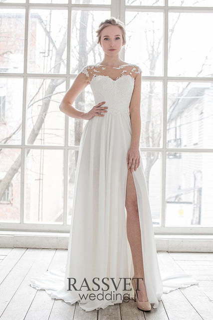 Свадебное платье Наоми. Силуэт Прямое. Цвет Белый / Молочный. Вид 1
