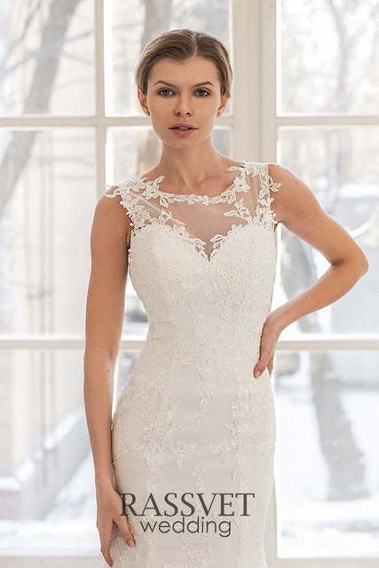 Свадебное платье Мириам. Силуэт Рыбка. Цвет Белый / Молочный. Вид 3