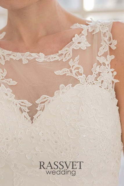 Свадебное платье Мириам. Силуэт Рыбка. Цвет Белый / Молочный. Вид 4